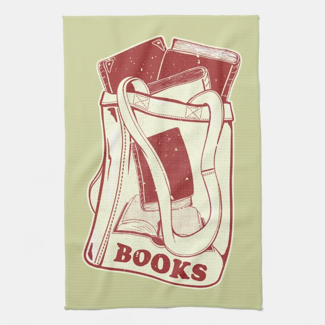 Bag of books I love to read Tea Towel (Vertical)
