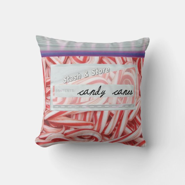 Bag of Candy Canes Holiday Decorative Throw Pillow (Front)