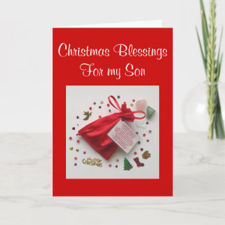 Bag of Christmas Blessings for my Son Xmas Card