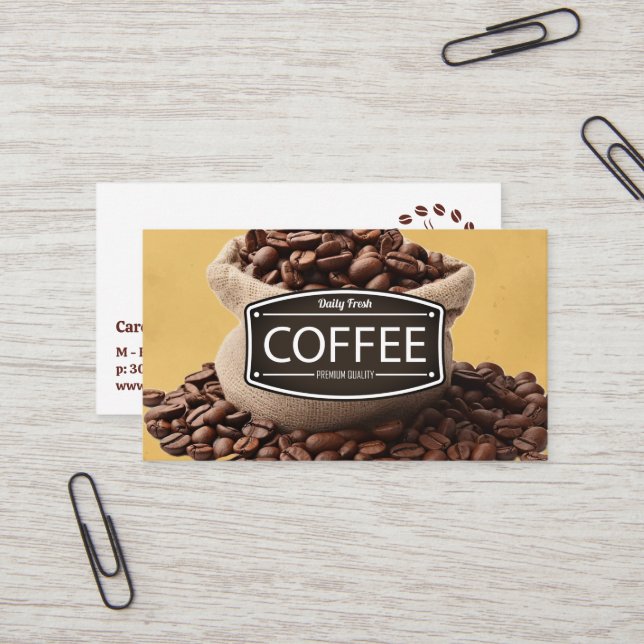 Bag of Coffee Beans Business Card (Front/Back In Situ)