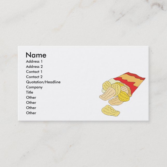 bag of potato chips business card (Front)