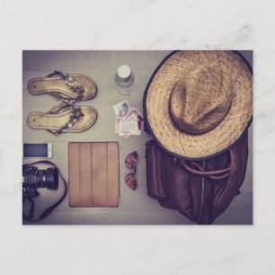 Bag Themed, Bag Ready To Be Packed With A Camera, Postcard