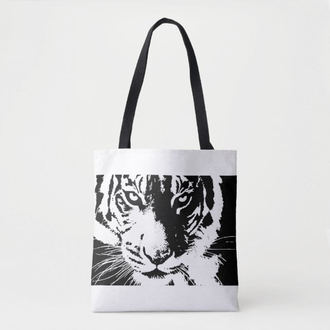 Bag with black and white print Tiger (Front)