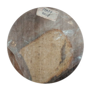 Bag with slice of bread cutting board