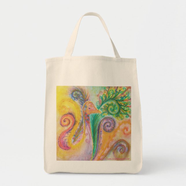 Bag with Swirly Colourful Bird Design (Front)