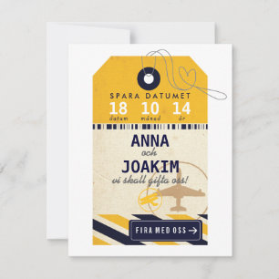 Bagage Tag flygpost Destination Spara Datumet Save The Date