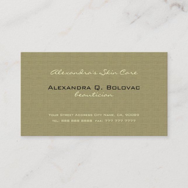 Bage & White Simple Linen Texture Business Card (Front)