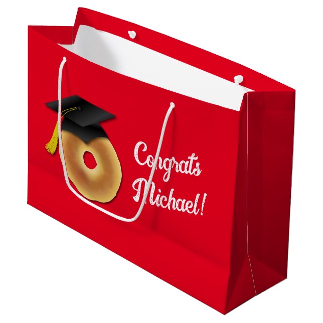 Bagel Breakfast Brunch Graduation Party Large Gift Bag (Front Angled)