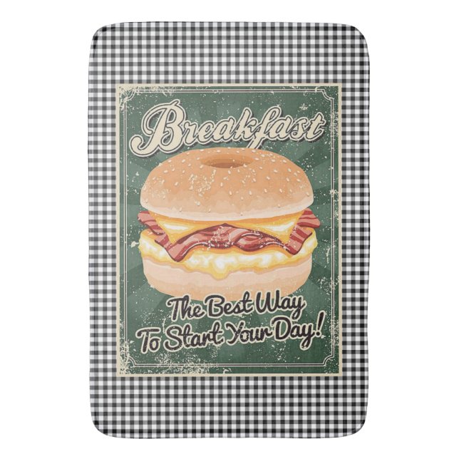 Bagel Breakfast Retro Bath Mat (Front Vertical)