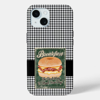 Bagel Breakfast Retro iPhone 15 Case