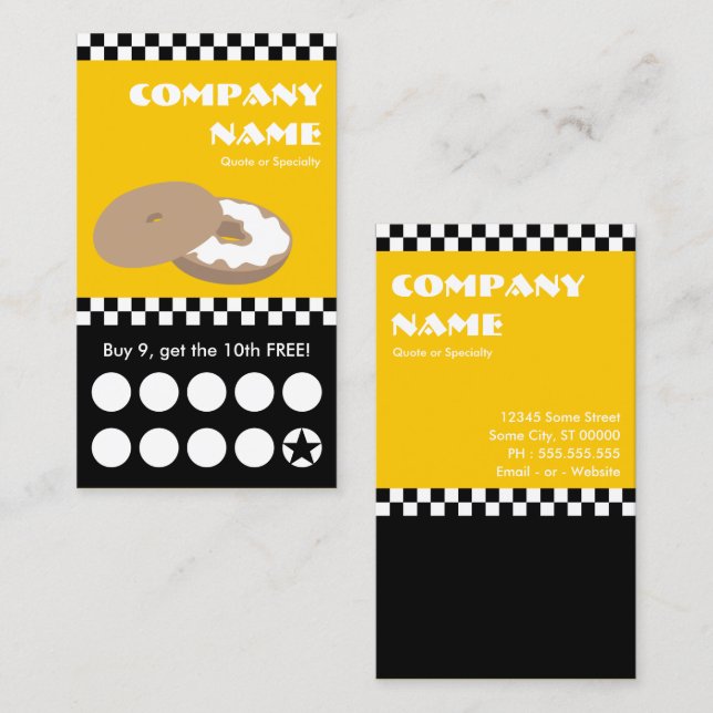 bagel checkers punchcard loyalty card (Front/Back)