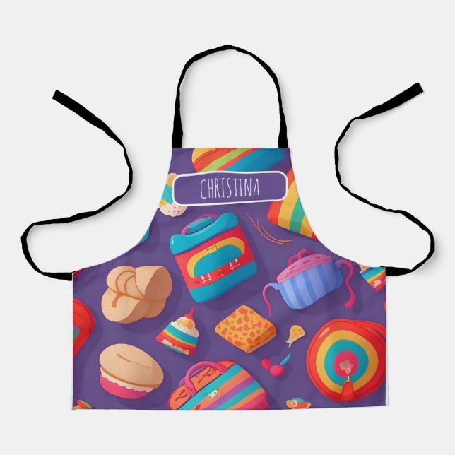 Bagel  Colourful Personalised Pattern Apron (Front)