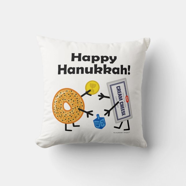 Bagel & Cream Cheese - Happy Hanukkah! Cushion (Front)