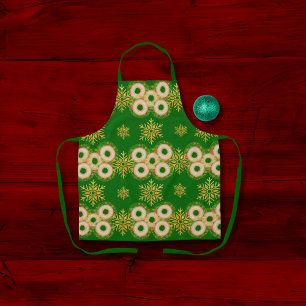 Bagel-rings and pretty snowflakes green apron