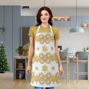 Bagel-rings and pretty snowflakes white apron