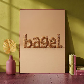 Bagel Seeded Letters Food Typography Kitchen cafe Poster