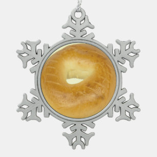 Bagel Snowflake Pewter Christmas Ornament
