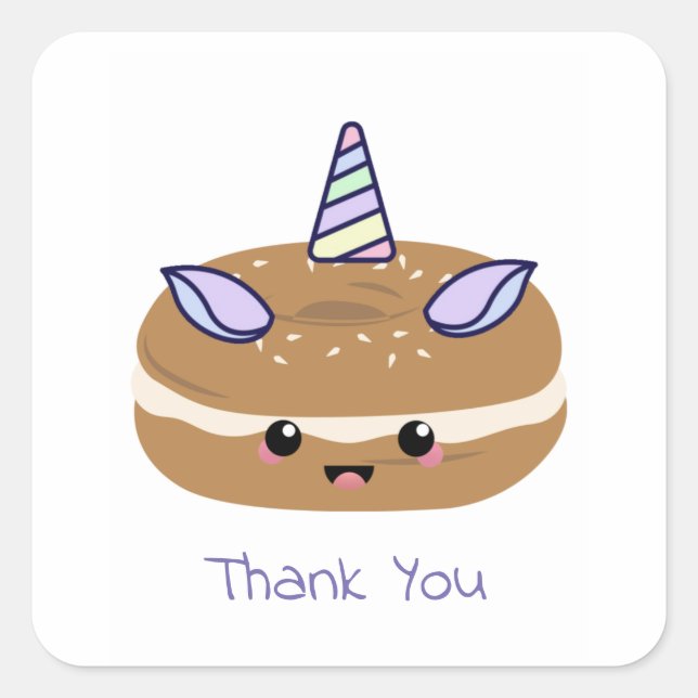 Bagel Unicorn Bagel Buddies Square Sticker (Front)