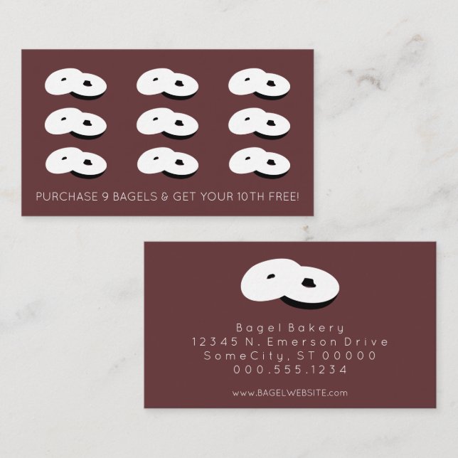 bagels loyalty stamp colour customisable card (Front/Back)
