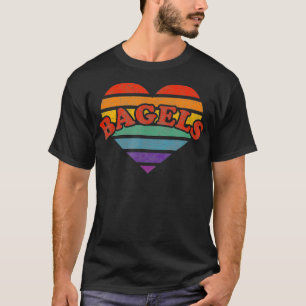 Bagels Retro Rainbow Heart 80s Whimsy LGBTQ Pride T-Shirt