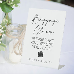 Baggage Claim Minimalist Wedding Pedestal Sign
