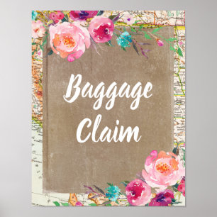 Baggage Claim Sign Vintage Bridal Shower Poster