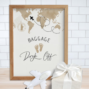 Baggage Drop Off Travel Aeroplane Baby Shower Sign