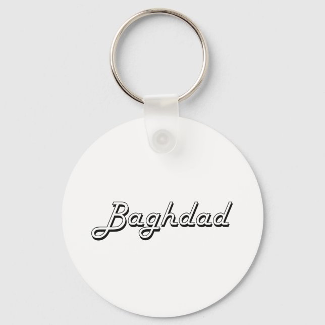 Baghdad Iraq Classic Retro Design Key Ring (Front)