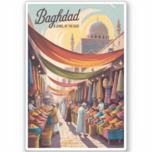 Baghdad Iraq Illustration Travel Art Vintage