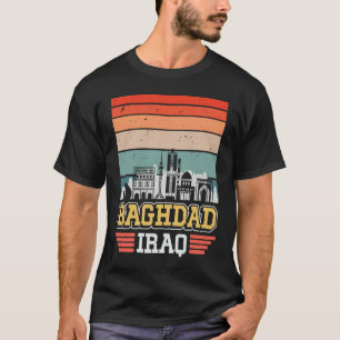 Baghdad Iraq Retro Vintage Sunset Skyline Baghdad T-Shirt