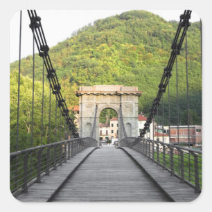 Bagni di Lucca, Tuscany, Italy - An old bridge Square Sticker