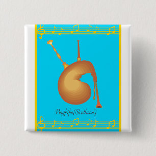 bagpipe 15 cm square badge