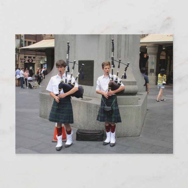 Bagpipe Buskers at QVB Postcard (Front)