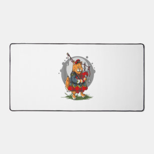 Bagpipe Cat Playing Bagpipes Scottish Music Kitten Desk Mat