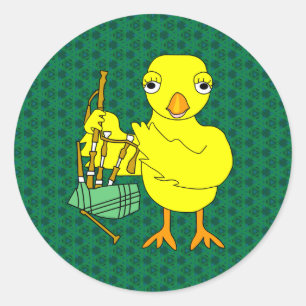 Bagpipe Chick Classic Round Sticker