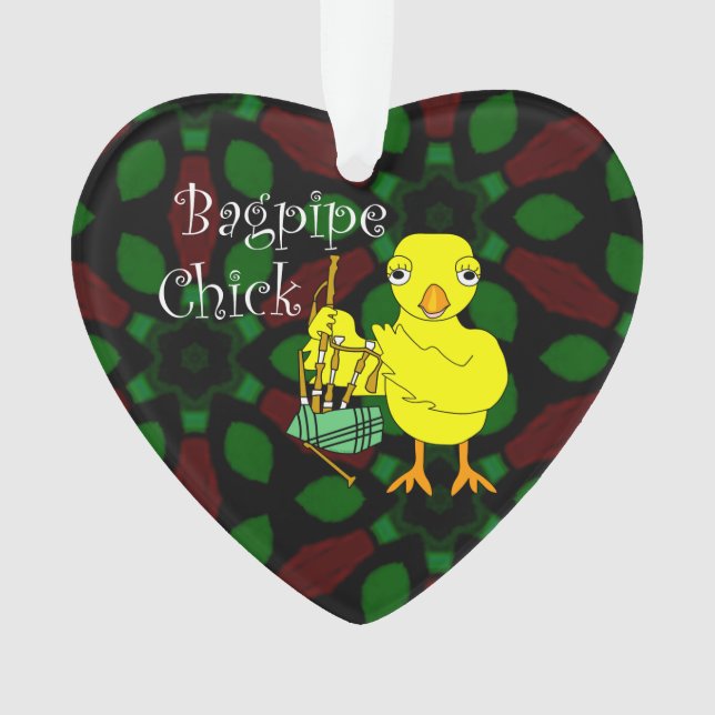 Bagpipe Chick Text Ornament (Front)