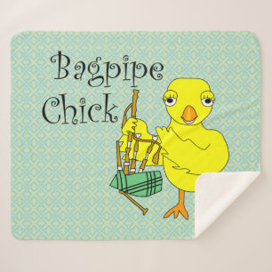Bagpipe Chick Text Sherpa Blanket