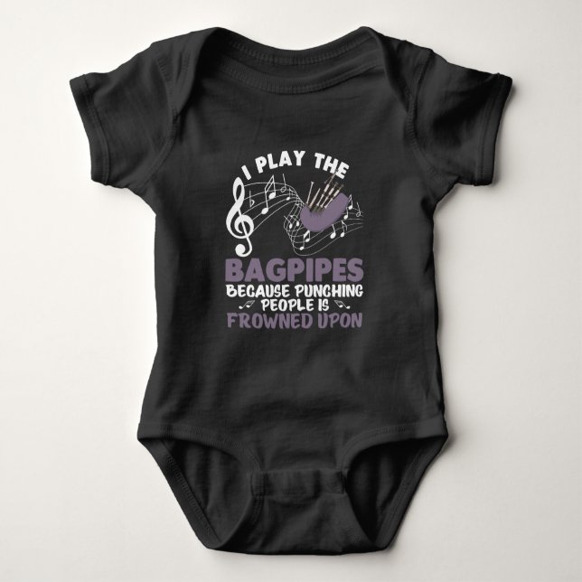 Bagpipe Musical Wind Instrument Scottish Bagpiping Baby Bodysuit (Front)