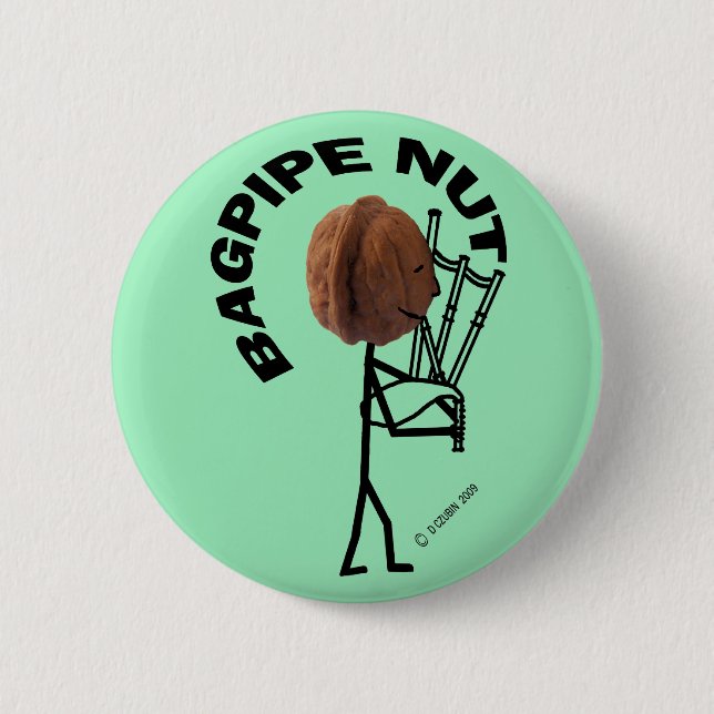 Bagpipe Nut 6 Cm Round Badge (Front)