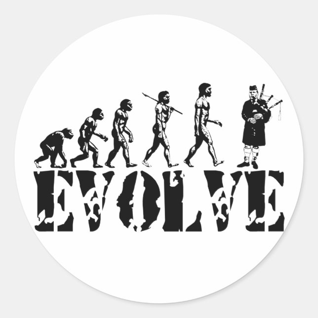 Bagpipe Pipers Bagpiper Musical Evolution Art Classic Round Sticker (Front)