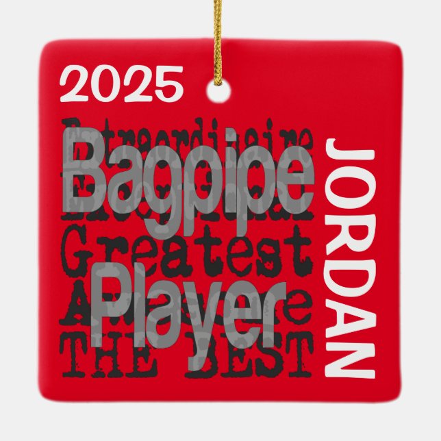 Bagpipe Player Extraordinaire CUSTOM Ceramic Ornament (Back)