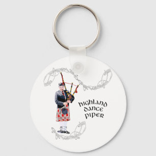Bagpipe Player in Red Kilt Key Ring