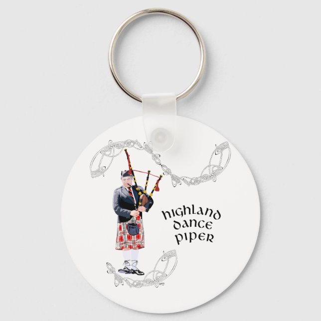 Bagpipe Player in Red Kilt Key Ring (Front)