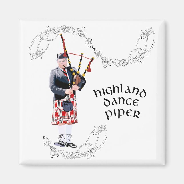 Bagpipe Player in Red Kilt Magnet (Front)