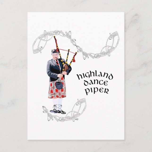 Bagpipe Player in Red Kilt Postcard (Front)