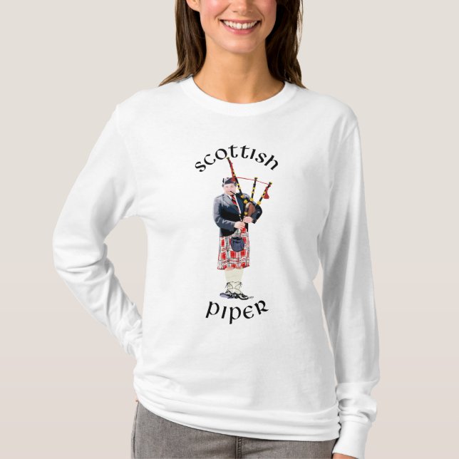 Bagpipe Player in Red Kilt T-Shirt (Front)