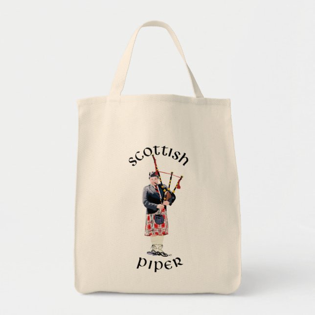 Bagpipe Player in Red Kilt Tote Bag (Front)