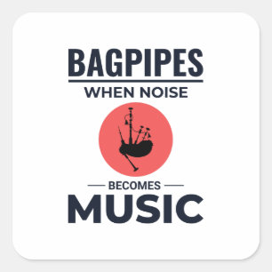 Bagpipe Player Instrument Scottish Scotland Music Square Sticker