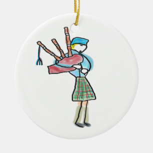 Bagpipe Playing Ceramic Ornament