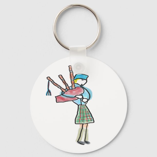 Bagpipe Playing Key Ring (Front)